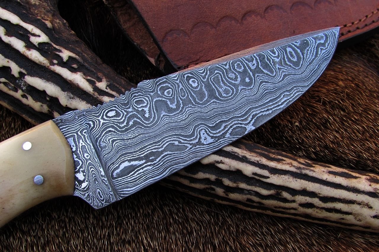 KBS Knives Store Hunting Knife Custom Handmade Damascus Deer Hunting Knife | 10 Inches | Bone Handle | KBS Knives Store