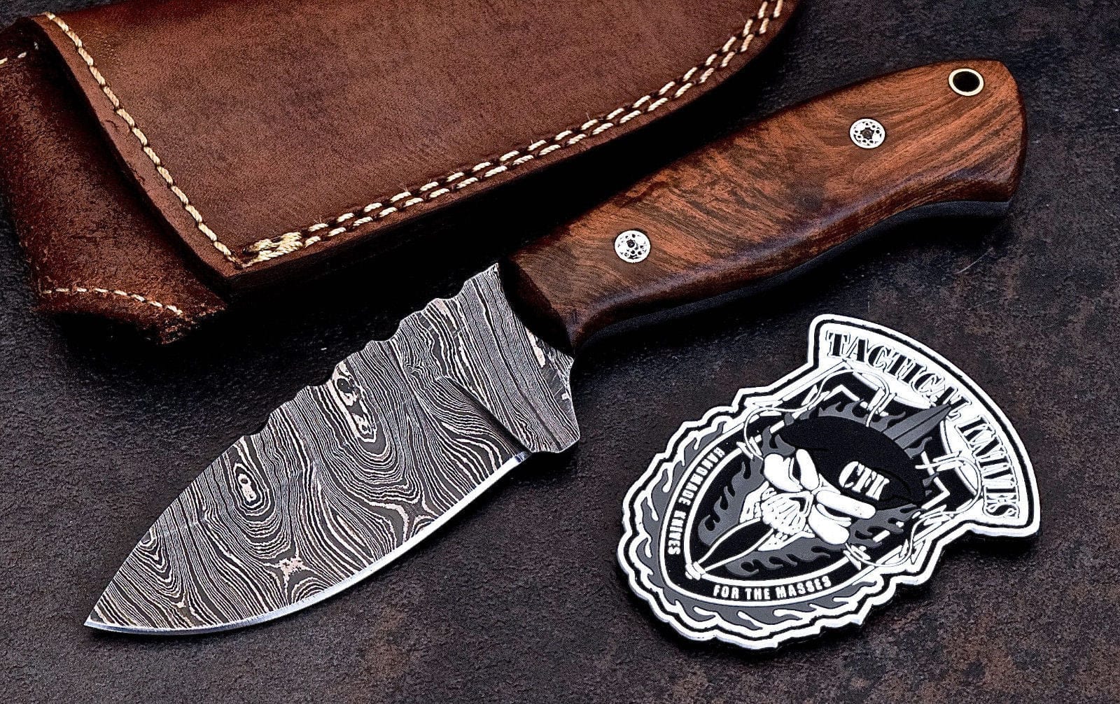 KBS Knives Store Hunting Knife Custom Handmade Damascus Exotic Black Walnut Burl Wood Hunting Knife