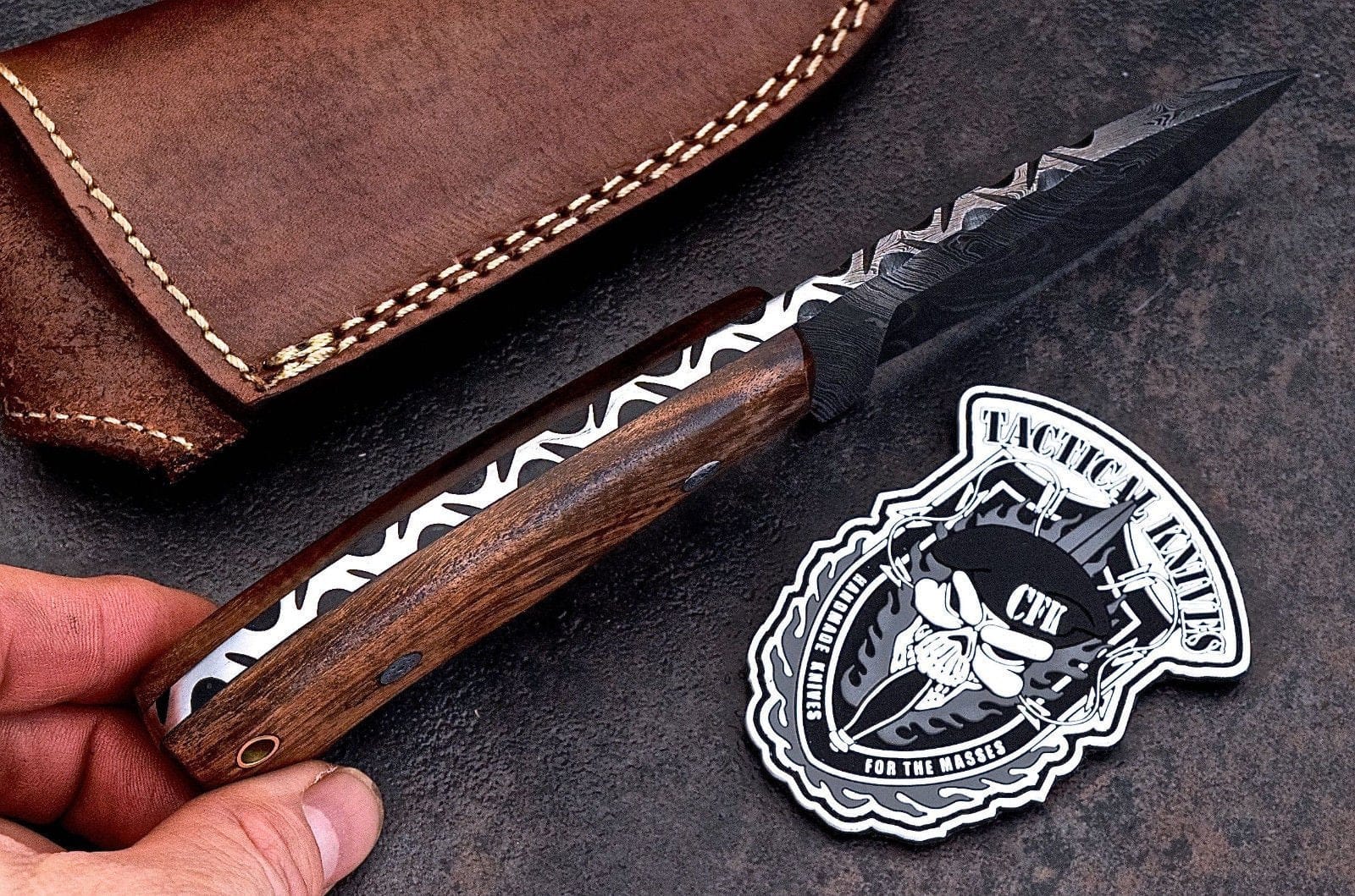 KBS Knives Store Hunting Knife Custom Handmade Damascus Exotic Black Walnut Burl Wood Hunting Knife