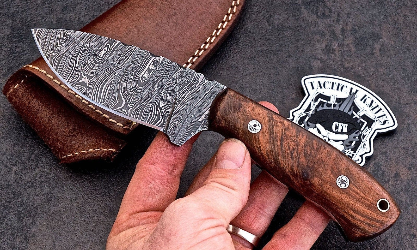 KBS Knives Store Hunting Knife Custom Handmade Damascus Exotic Black Walnut Burl Wood Hunting Knife
