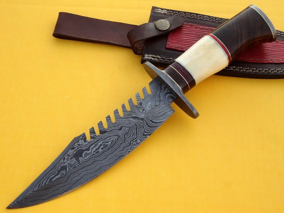 KBS Knives Store Hunting Knife Custom Handmade Damascus Hunters Knife with Sheath