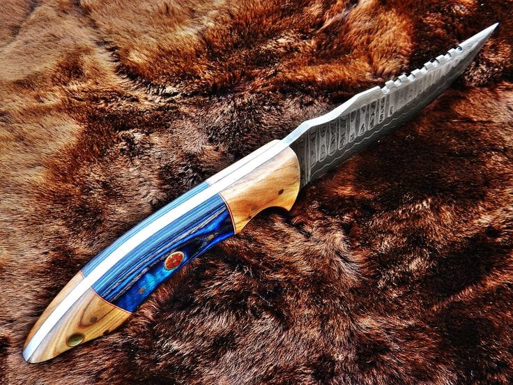KBS Knives Store Hunting Knife Custom Handmade Damascus Hunting Knife with Exotic Wood Handle