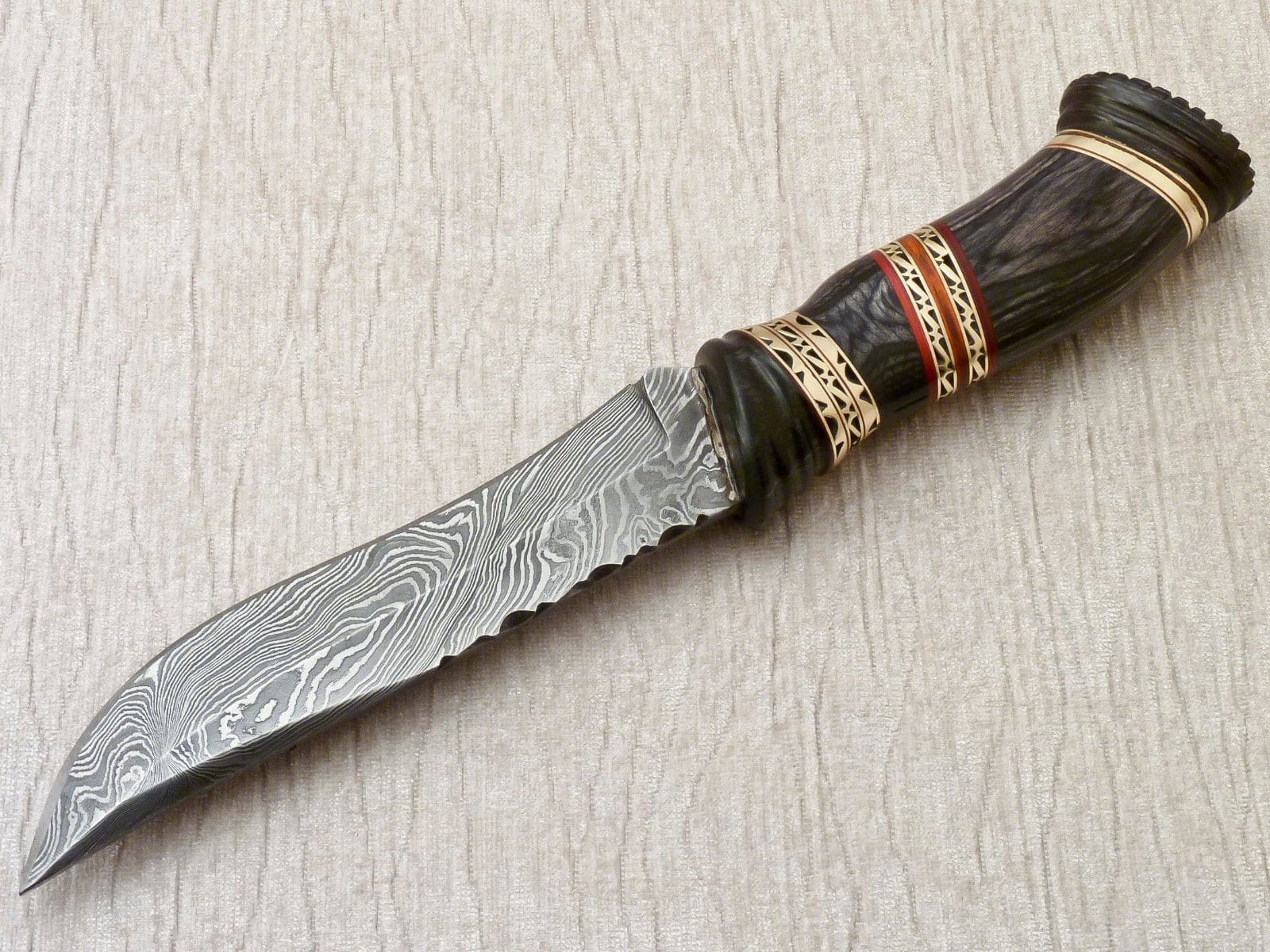 KBS Knives Store Hunting Knife Custom Handmade Damascus Hunting Knife with Leather Sheath