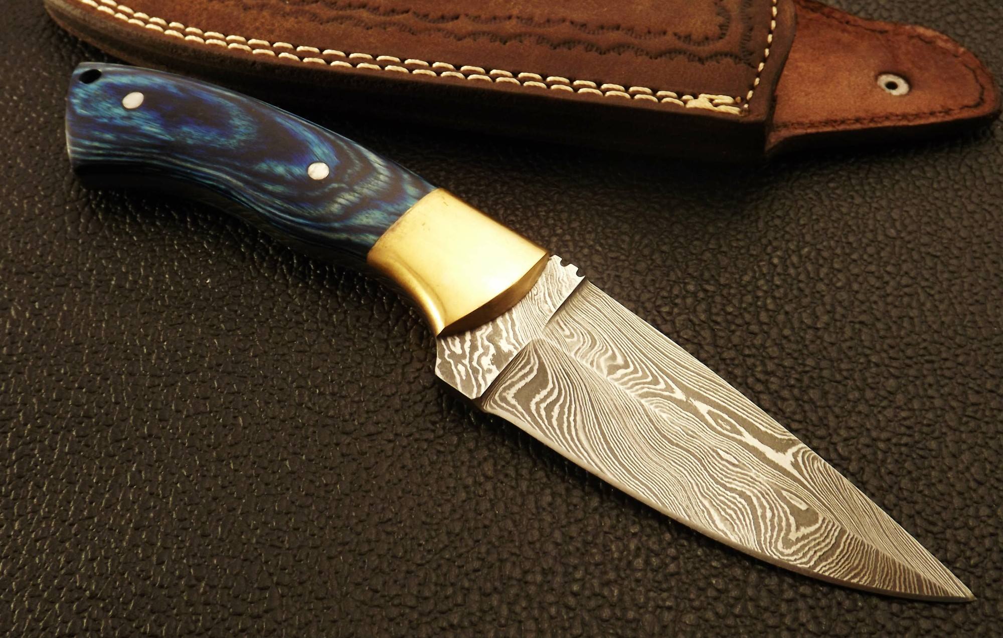 KBS Knives Store Hunting Knife Custom Handmade Damascus Steel Double Edge Hunting Knife