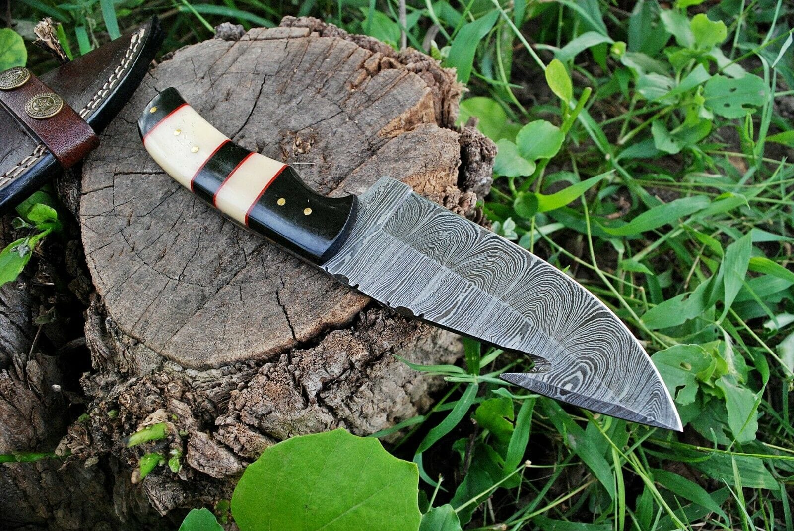 KBS Knives Store Hunting Knife Custom Handmade Damascus Steel Guthook Hunting Knife