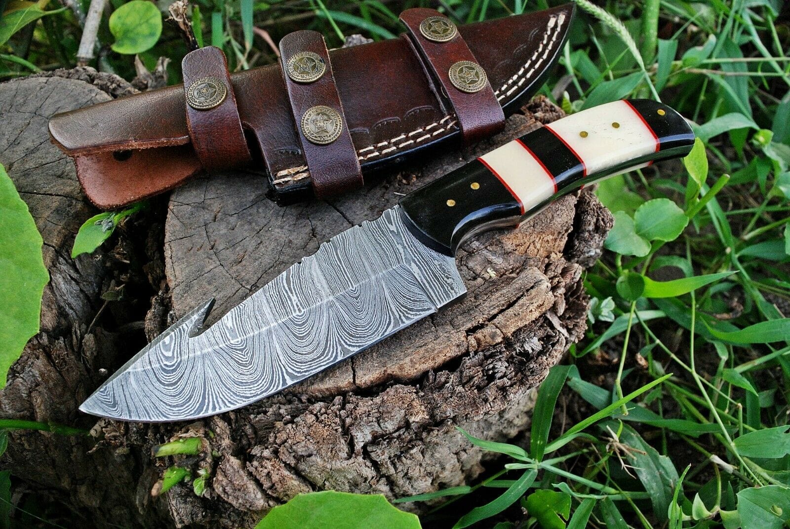 KBS Knives Store Hunting Knife Custom Handmade Damascus Steel Guthook Hunting Knife