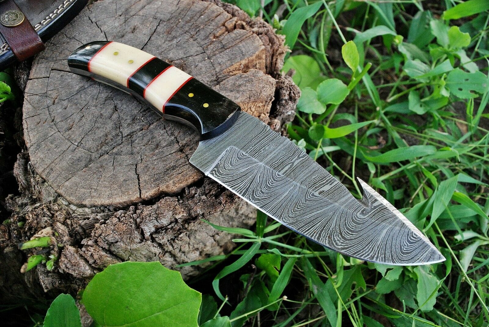 KBS Knives Store Hunting Knife Custom Handmade Damascus Steel Guthook Hunting Knife