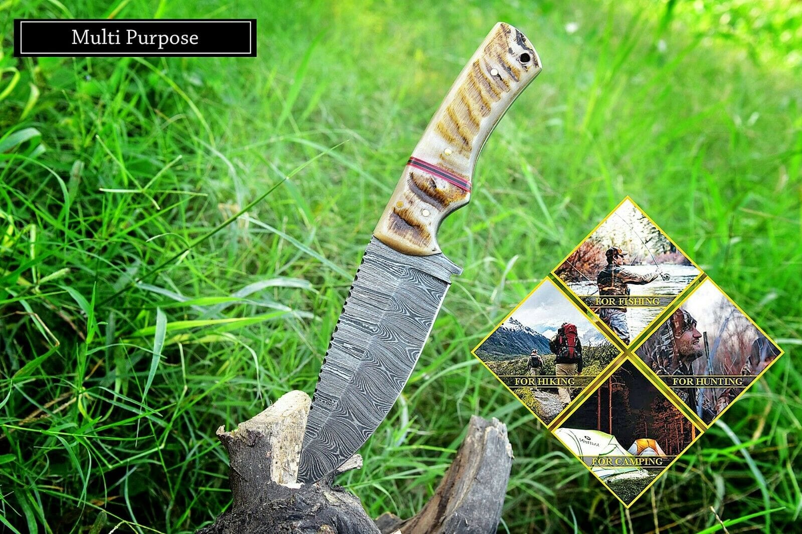 KBS Knives Store Hunting Knife Custom Handmade Damascus Steel Hunting Knife