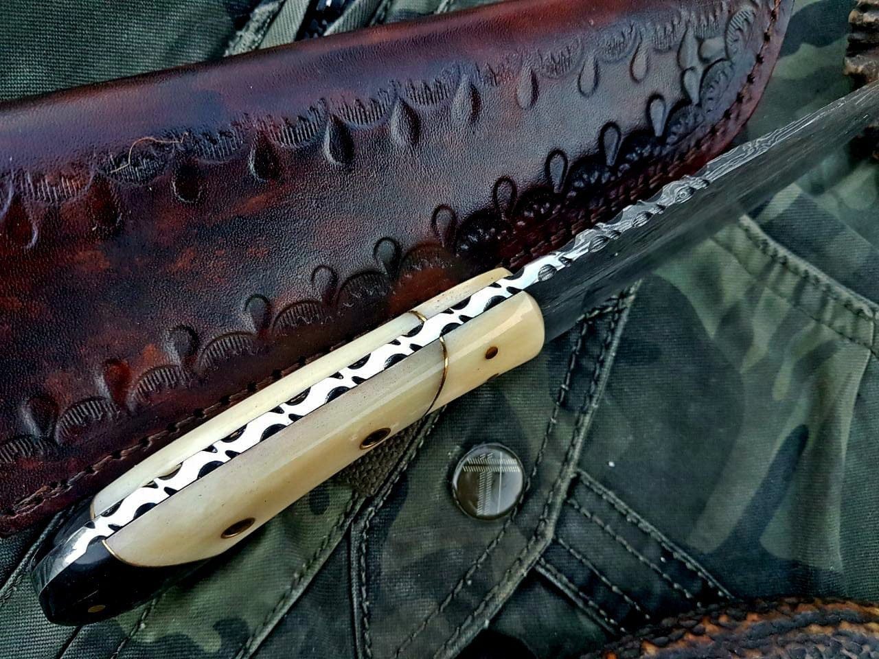 KBS Knives Store Hunting Knife Custom Handmade Damascus Steel Hunting Knife