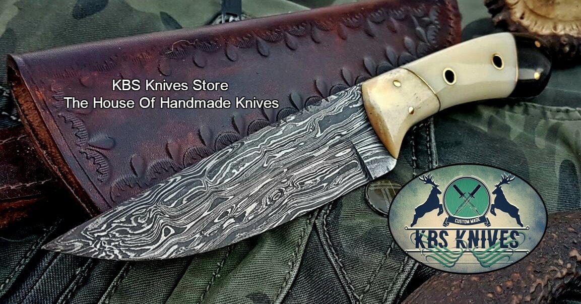 KBS Knives Store Hunting Knife Custom Handmade Damascus Steel Hunting Knife