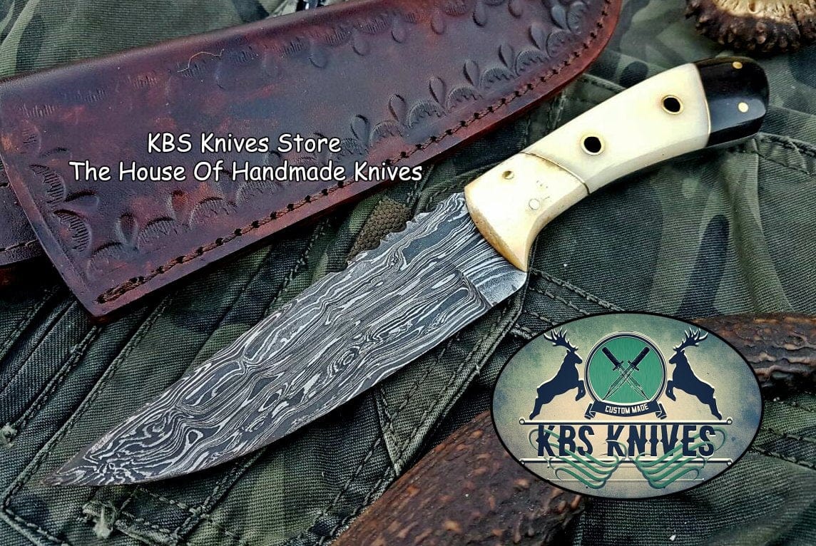KBS Knives Store Hunting Knife Custom Handmade Damascus Steel Hunting Knife