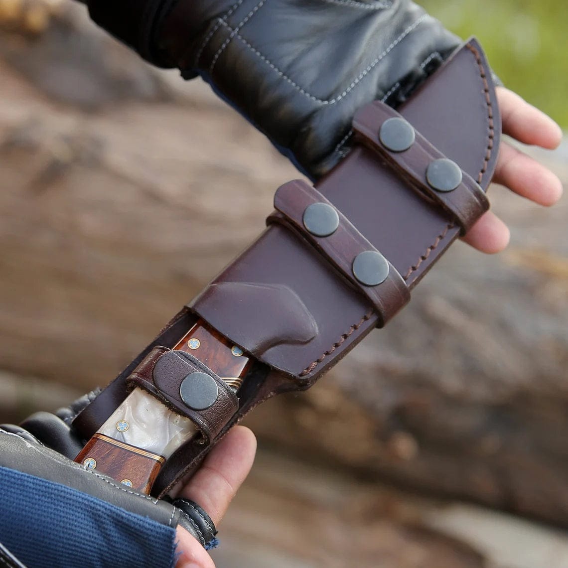 KBS Knives Store Hunting Knife Custom Handmade Damascus Steel Hunting Knife with Epoxy Pearl Resin Handle, Leather Sheath and Rosewood & Brass Bolster by KBS Knives Store