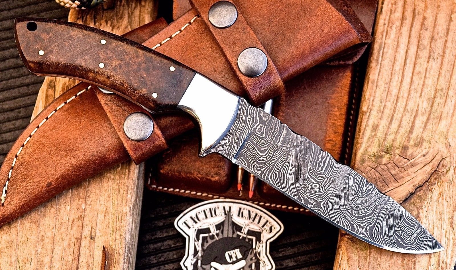 KBS Knives Store Hunting Knife Custom Handmade Damascus Steel Hunting Knife with Rosewood Handle