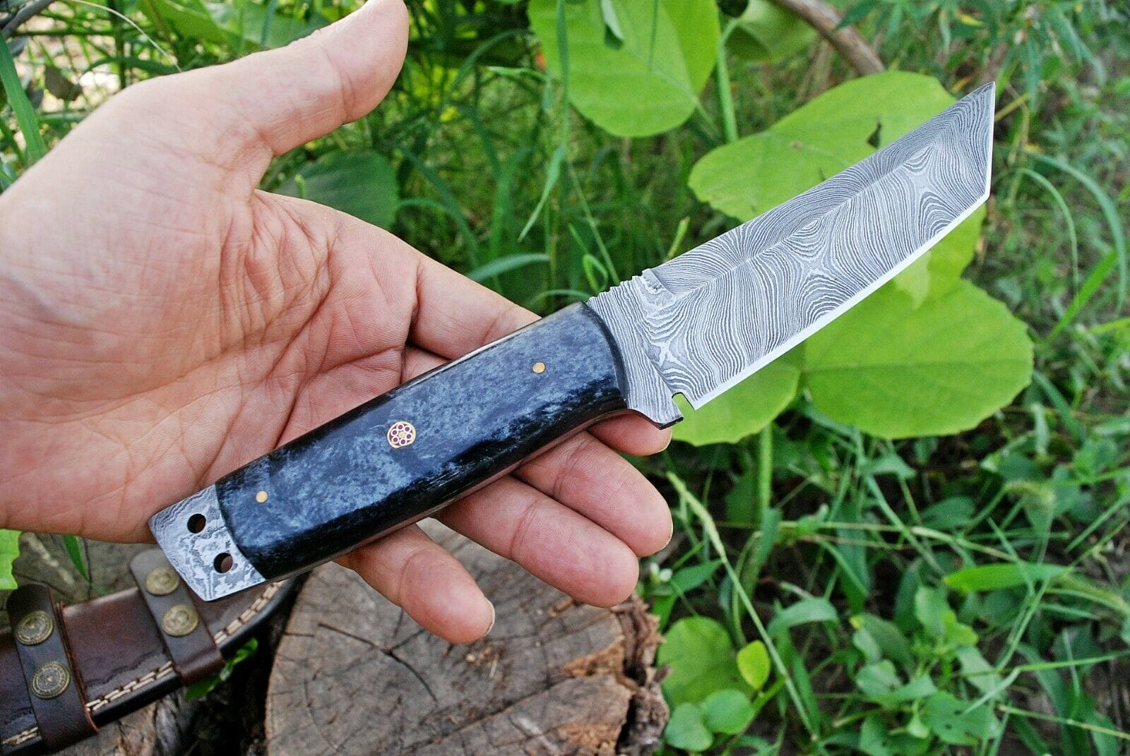 KBS Knives Store Hunting Knife Custom Handmade Damascus Steel Tanto Hunting Knife