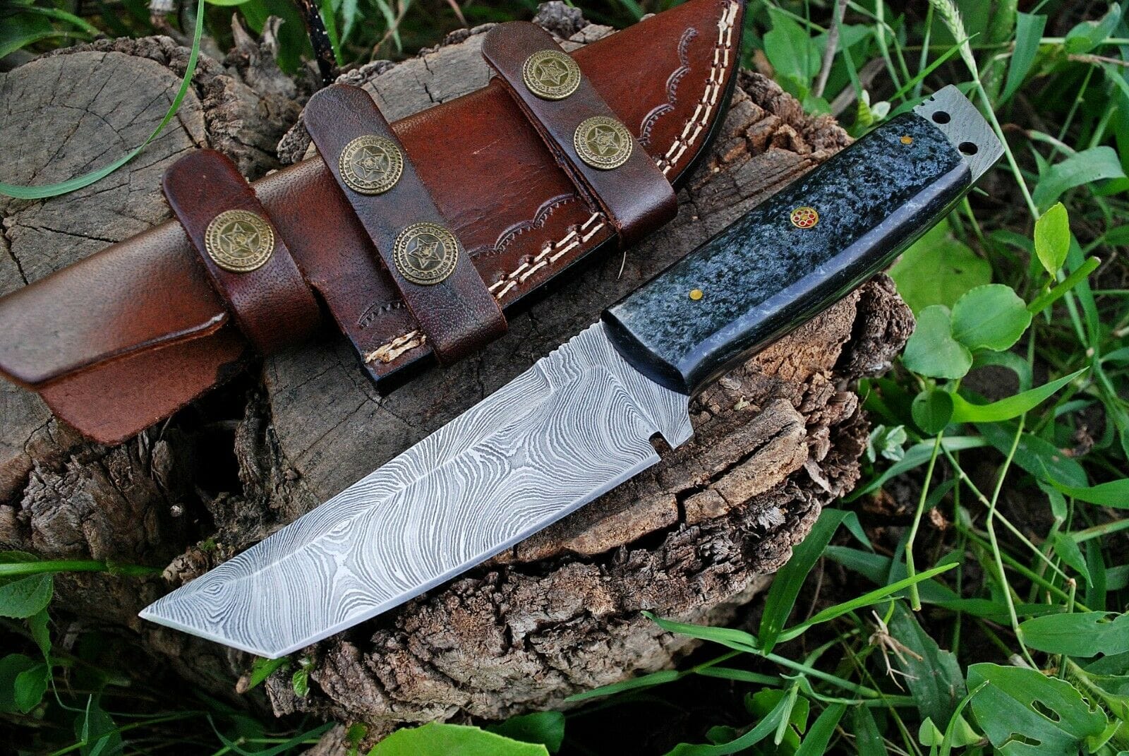 KBS Knives Store Hunting Knife Custom Handmade Damascus Steel Tanto Hunting Knife