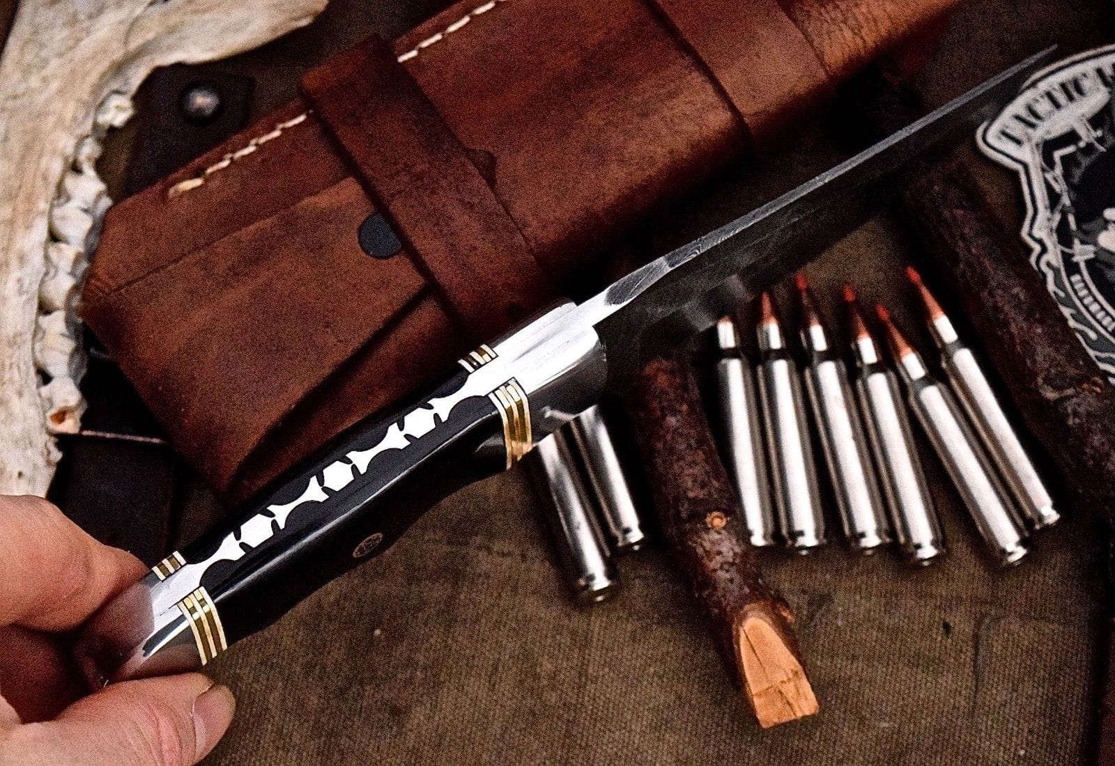 KBS Knives Store Hunting Knife Custom Handmade Deer Hunting Knife with Damascus Steel Blade