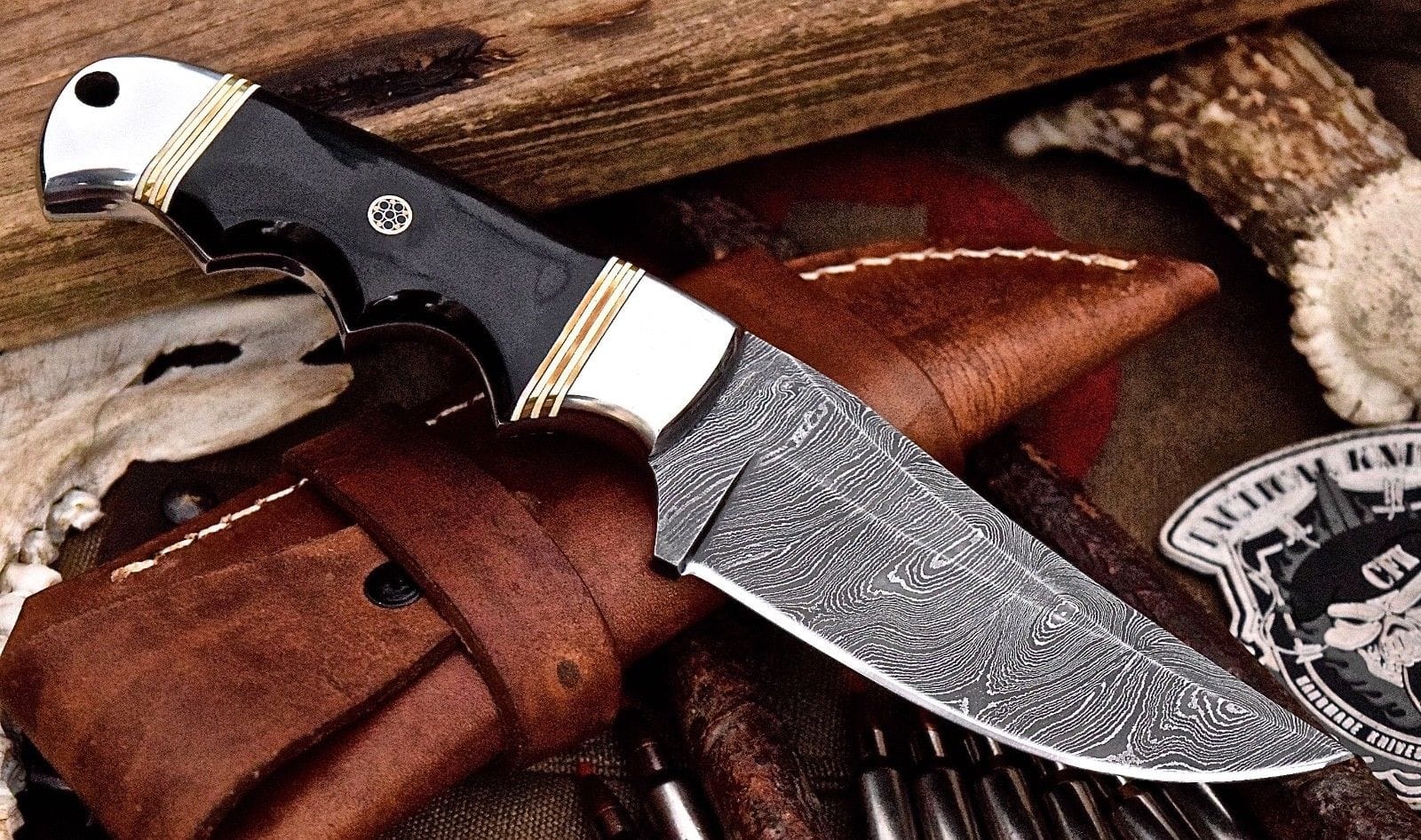 KBS Knives Store Hunting Knife Custom Handmade Deer Hunting Knife with Damascus Steel Blade