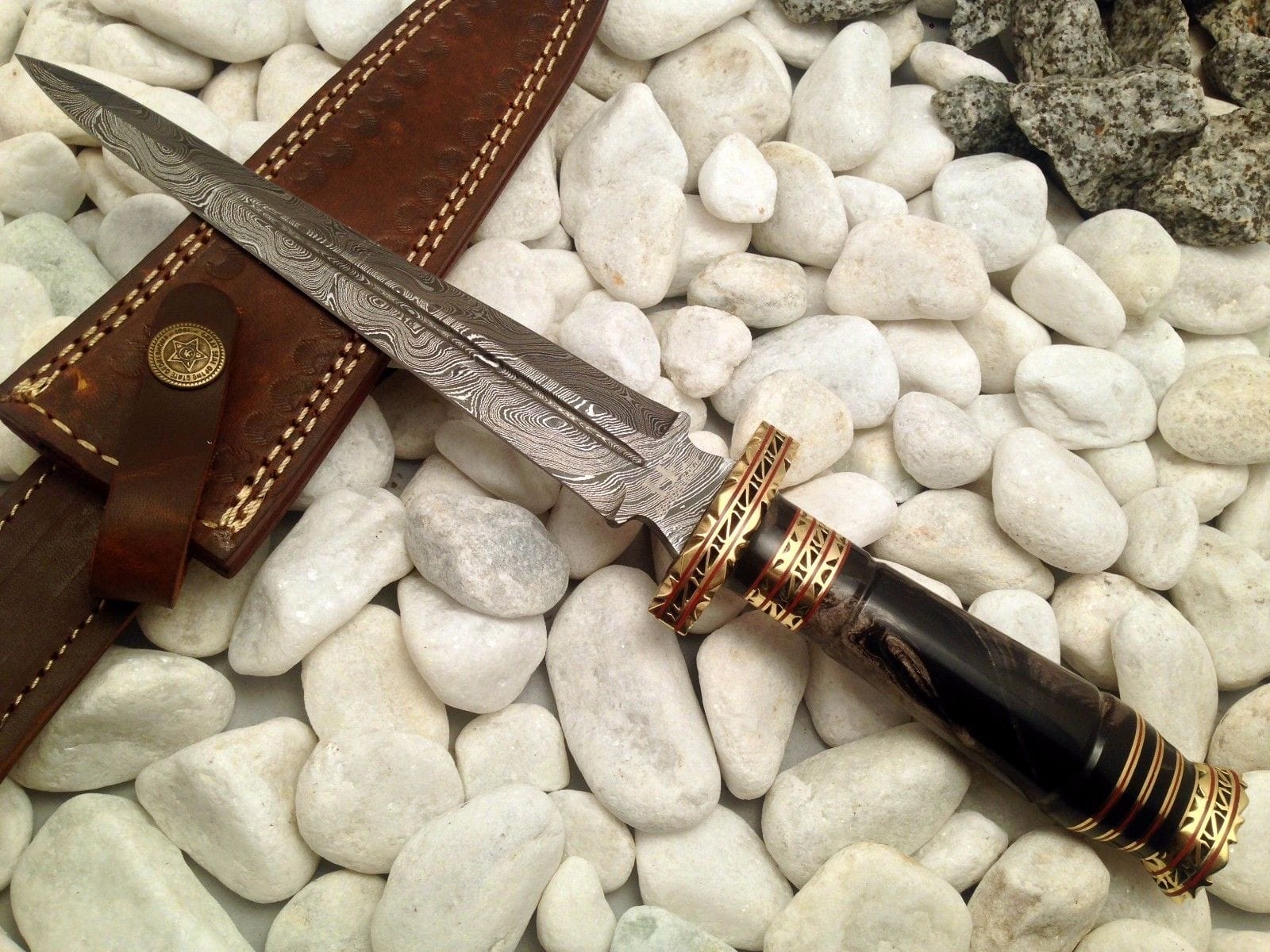 KBS Knives Store Hunting Knife Custom Handmade Double Edge Damascus Steel Hunters Knife