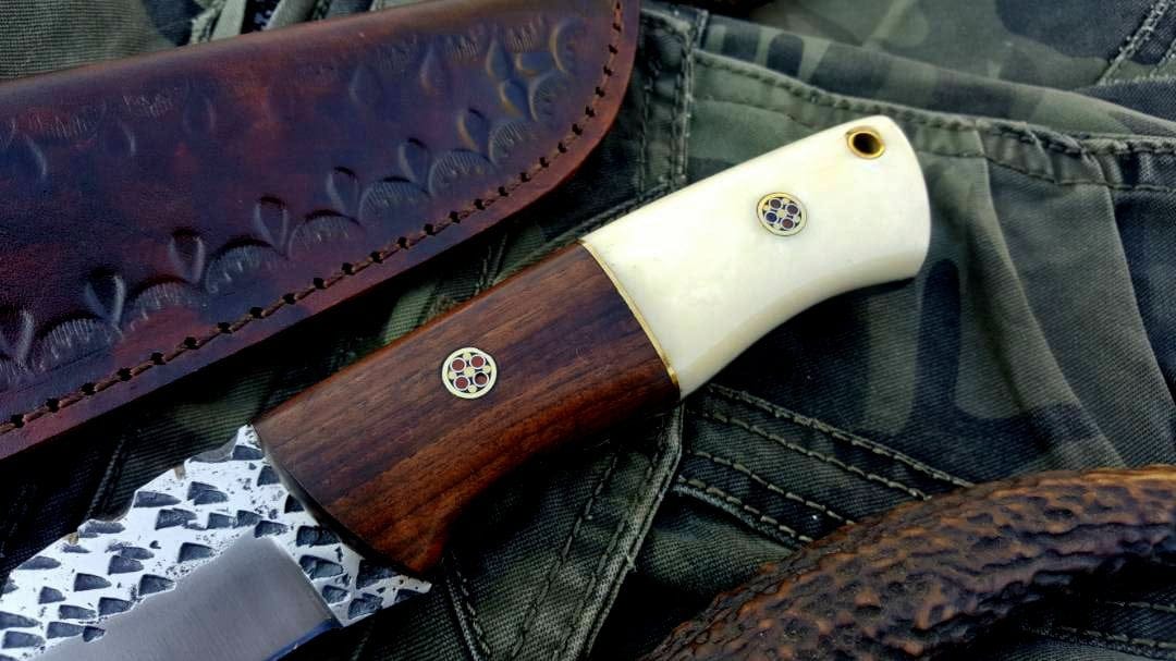 KBS Knives Store Hunting Knife Custom Handmade Hammered 1095 High Carbon Steel Hunting Knife