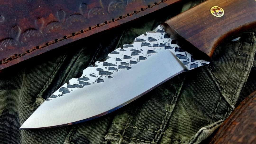 KBS Knives Store Hunting Knife Custom Handmade Hammered 1095 High Carbon Steel Hunting Knife