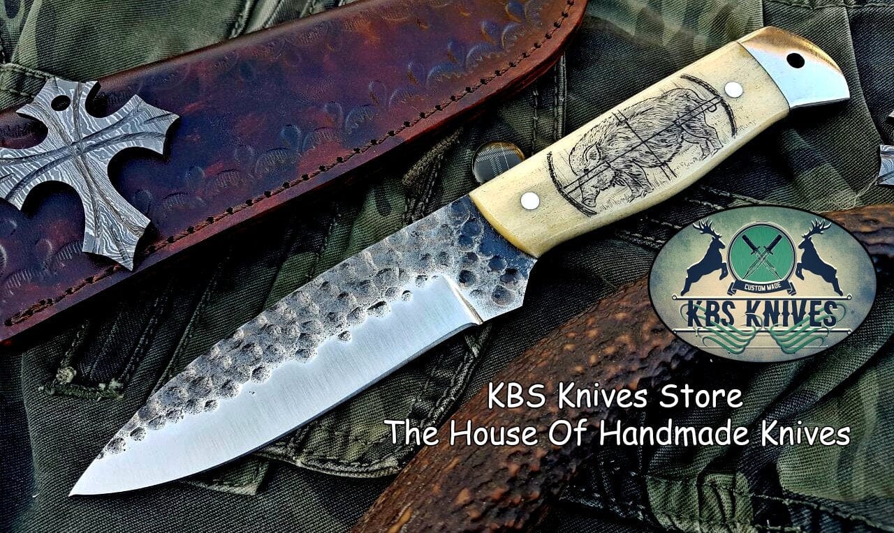 KBS Knives Store Hunting Knife Custom Handmade Hand Forged 1095 High Carbon Steel Hunting Camping Knife