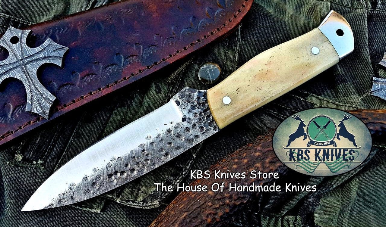 KBS Knives Store Hunting Knife Custom Handmade Hand Forged 1095 High Carbon Steel Hunting Camping Knife