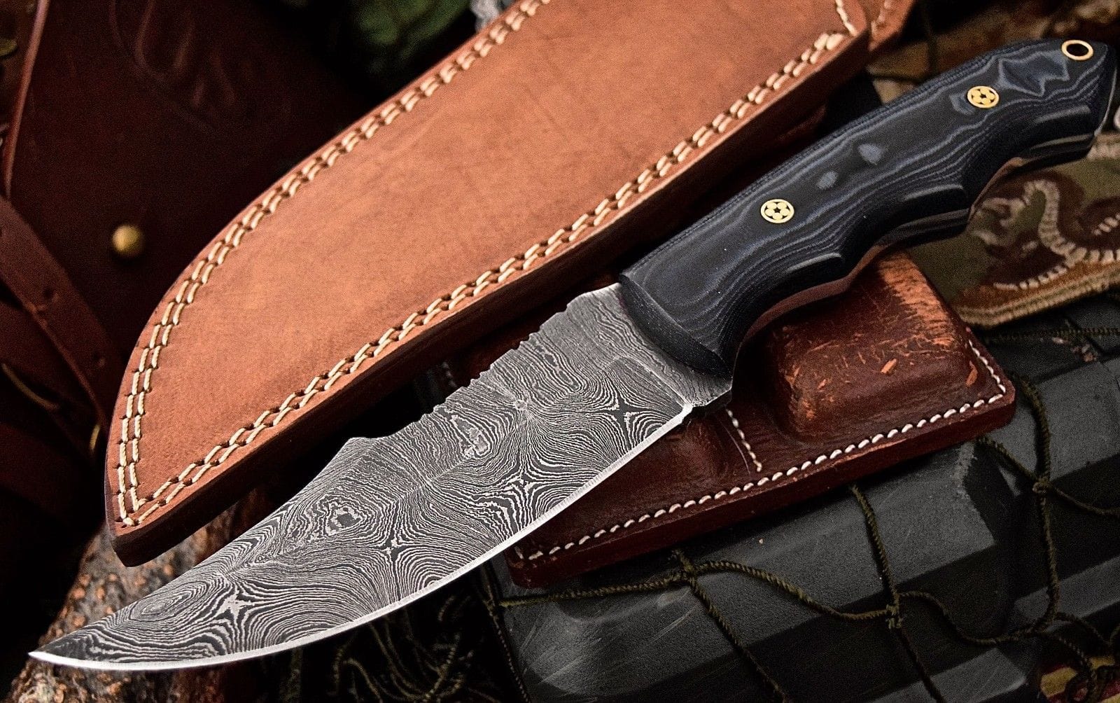 KBS Knives Store Hunting Knife Custom Handmade Hunters Knife with Damascus Steel Blade