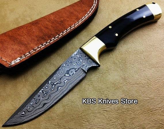 KBS Knives Store Hunting Knife Custom Handmade Hunters Knife with Damascus Steel Blade