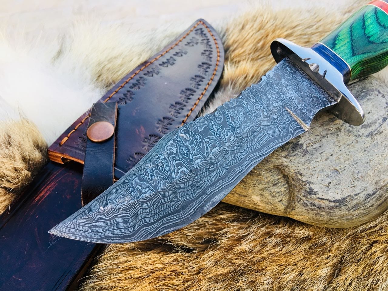 KBS Knives Store Hunting Knife Custom Handmade Hunting Knife with Damascus Steel Blade