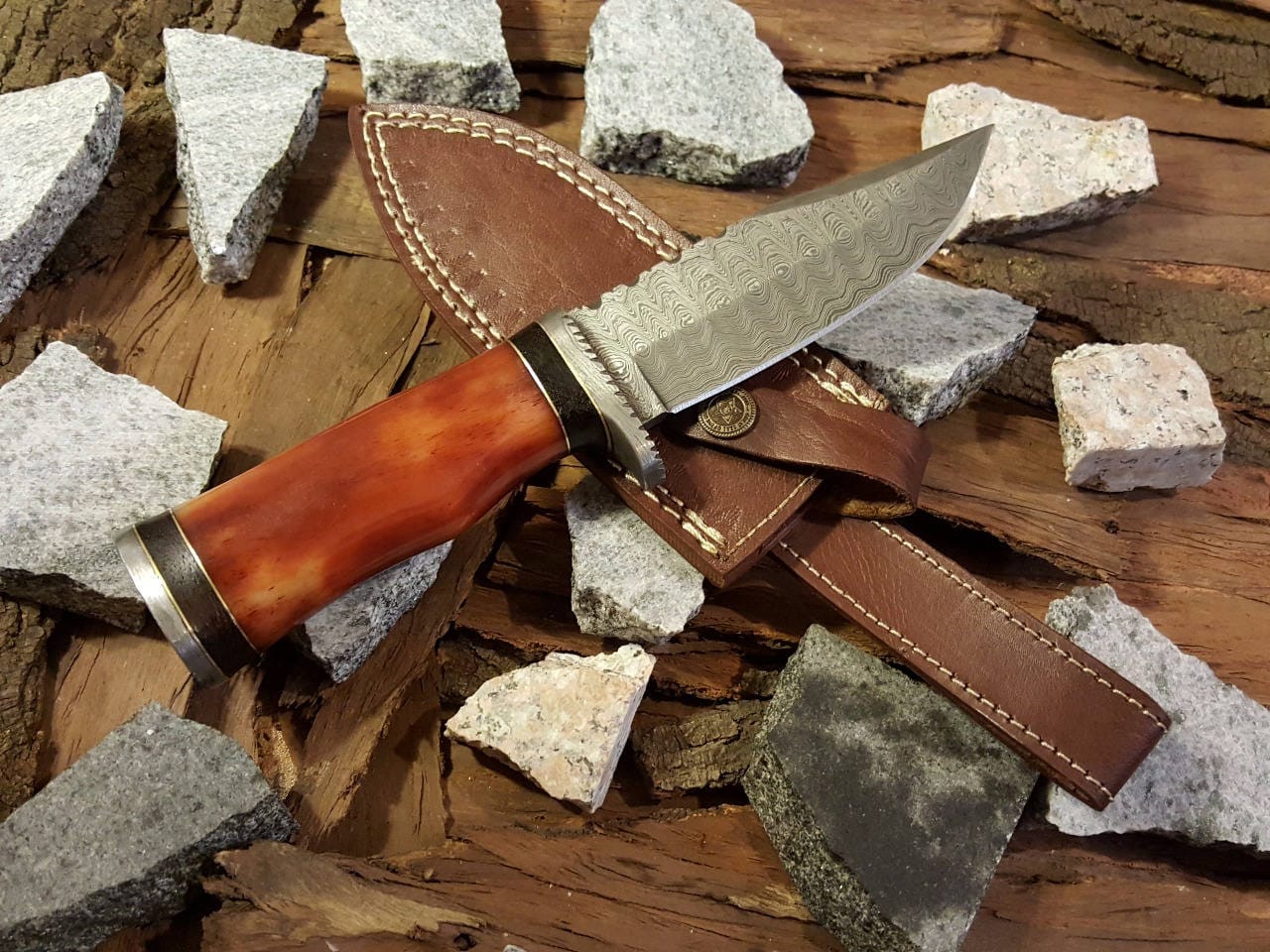 KBS Knives Store Hunting Knife Custom Handmade Hunting Knife with Damascus Steel Blade