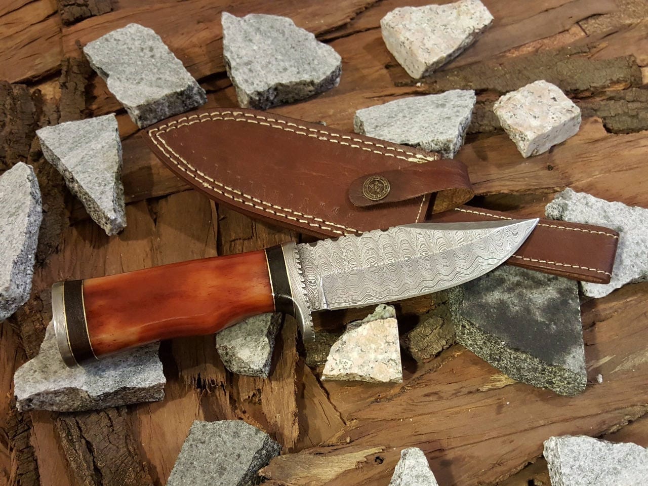 KBS Knives Store Hunting Knife Custom Handmade Hunting Knife with Damascus Steel Blade