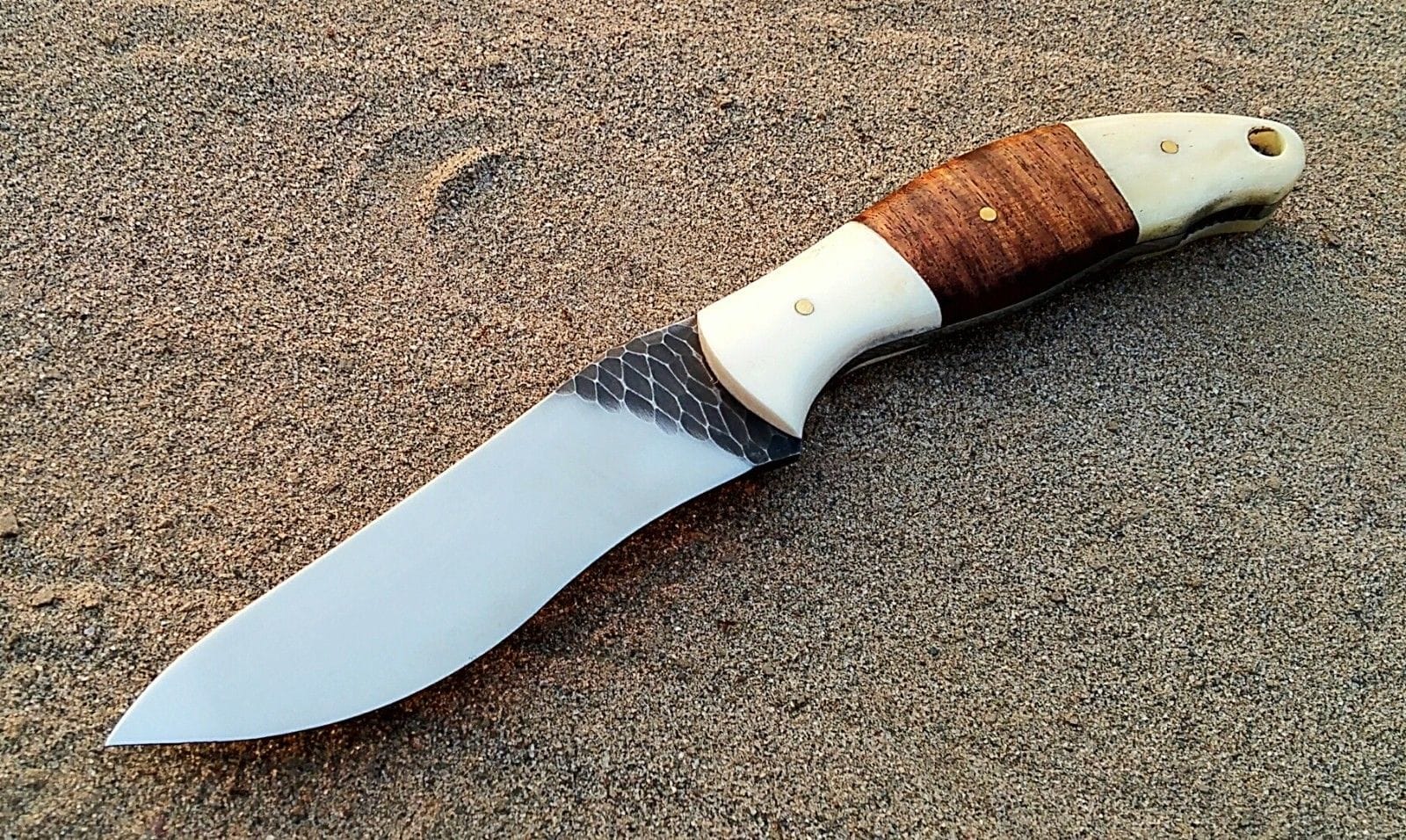 KBS Knives Store Hunting Knife Custom Handmade Hunting Knife with Stone Texture Blade