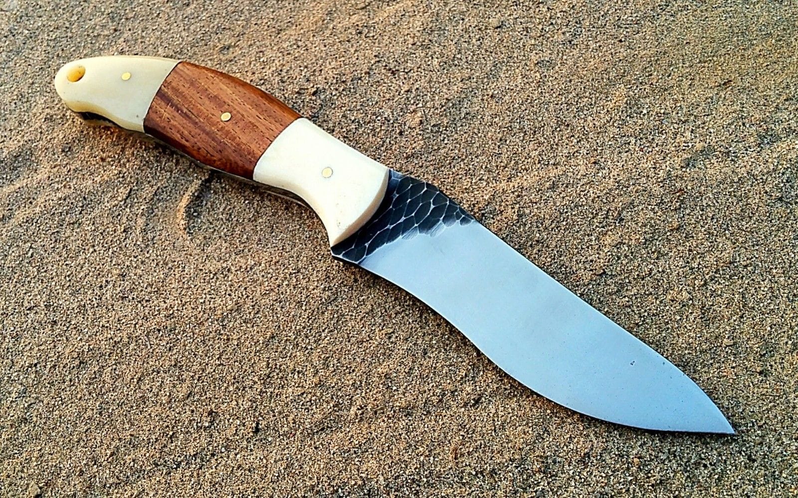 KBS Knives Store Hunting Knife Custom Handmade Hunting Knife with Stone Texture Blade