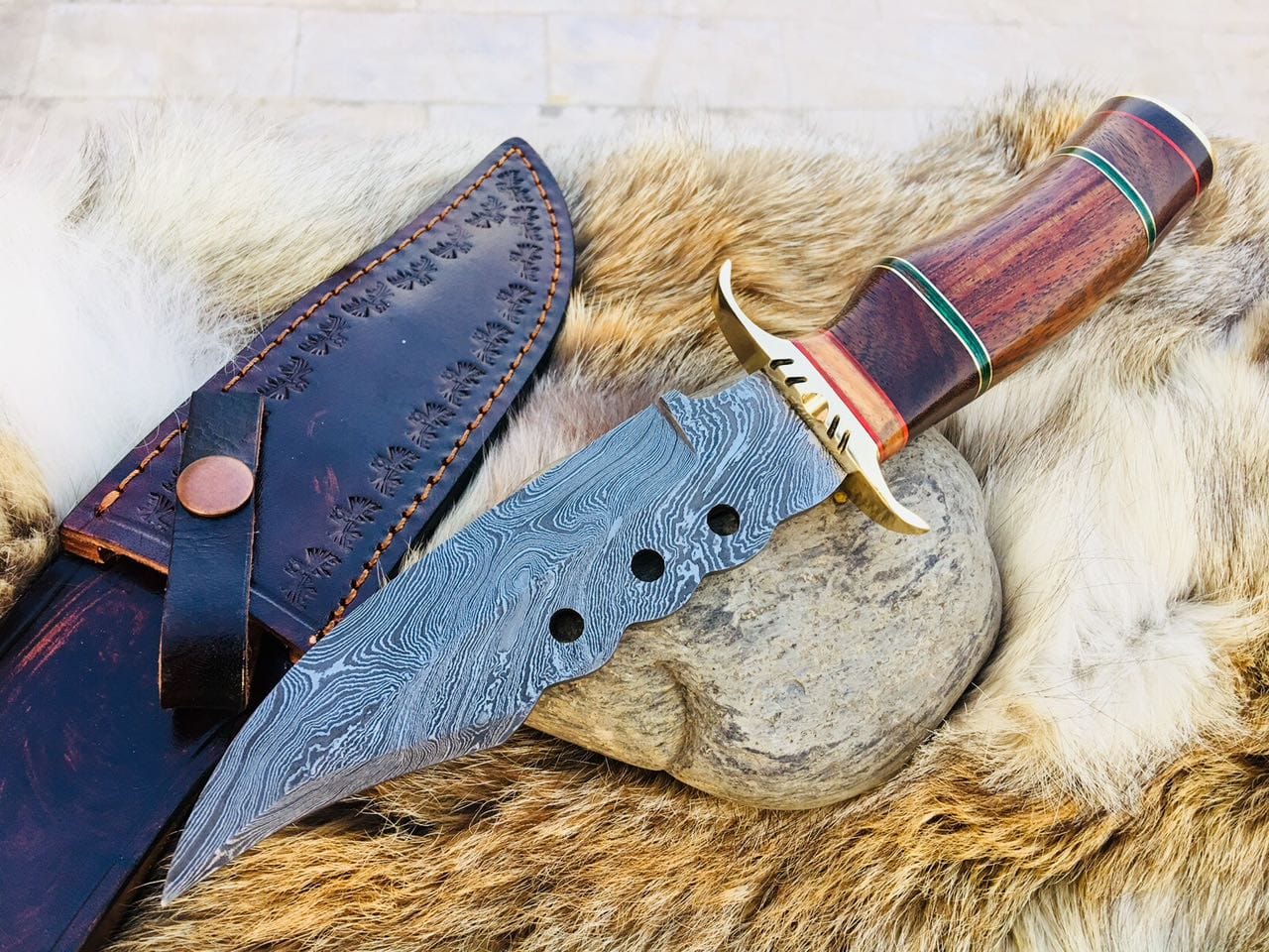 KBS Knives Store Hunting Knife Custom Handmade Hunting Knife with Walnut Wood Handle