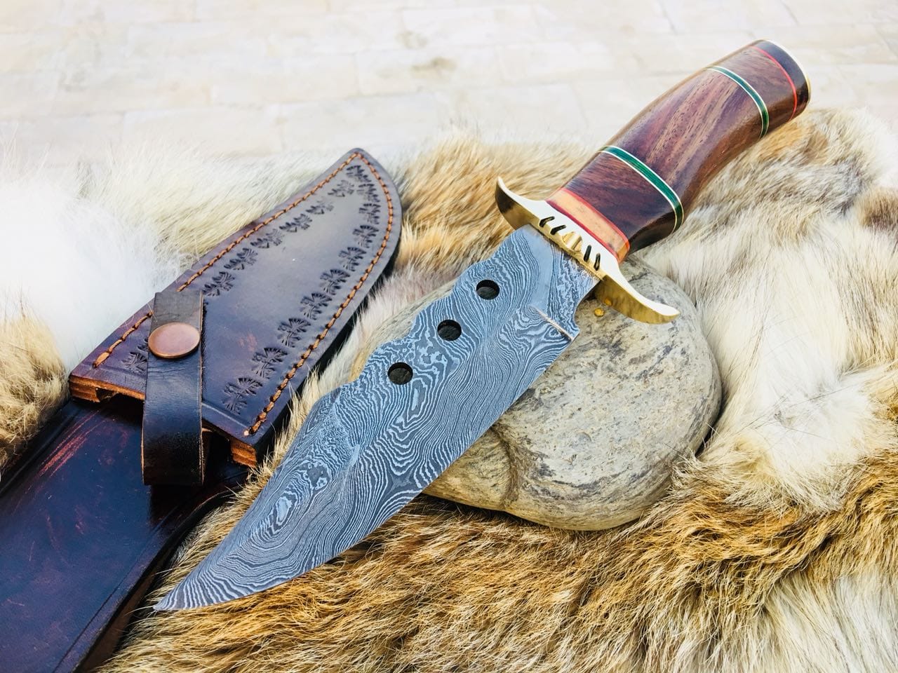 KBS Knives Store Hunting Knife Custom Handmade Hunting Knife with Walnut Wood Handle
