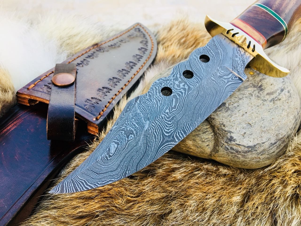 KBS Knives Store Hunting Knife Custom Handmade Hunting Knife with Walnut Wood Handle