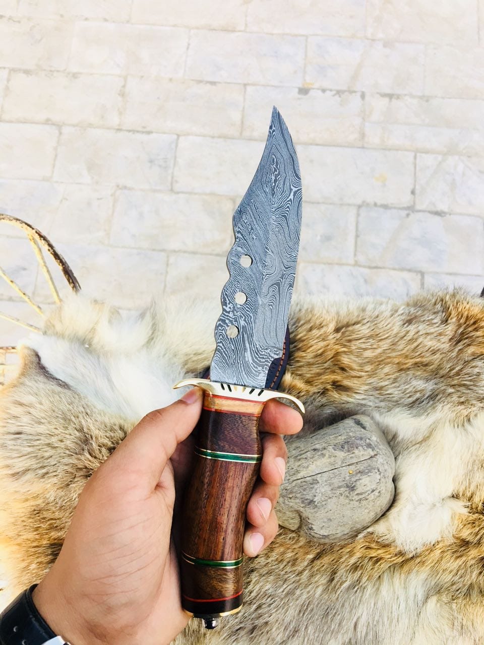 KBS Knives Store Hunting Knife Custom Handmade Hunting Knife with Walnut Wood Handle