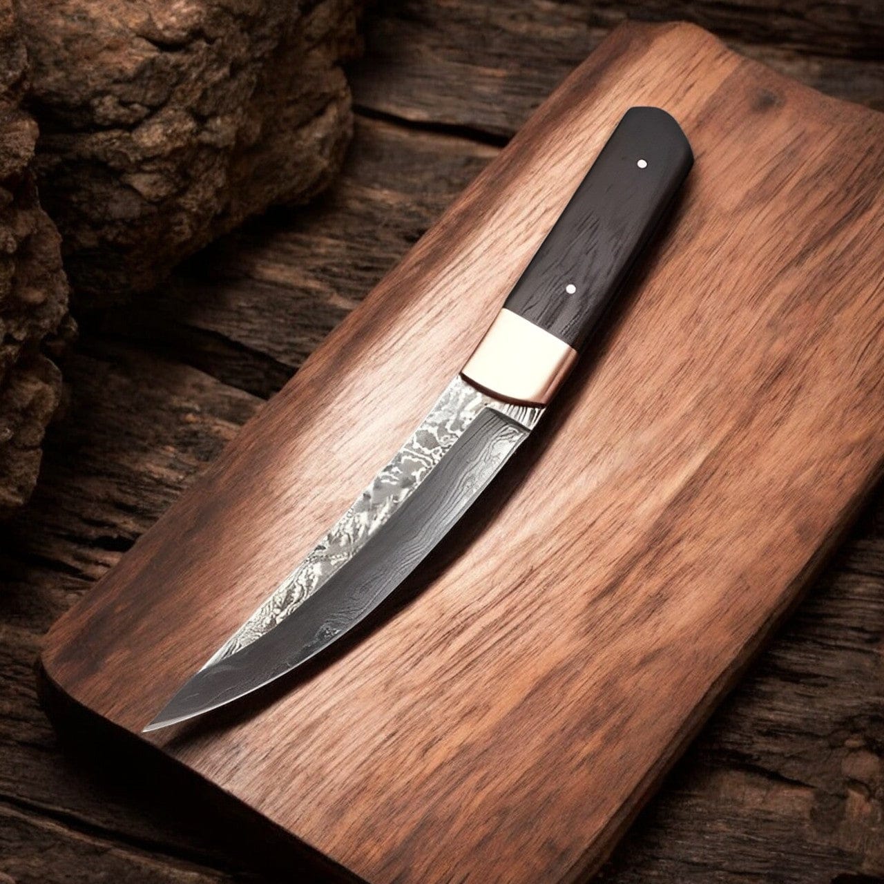 KBS Knives Store Hunting Knife Custom Handmade Knife For Hunting – 10" Damascus Steel, Wenge Wood