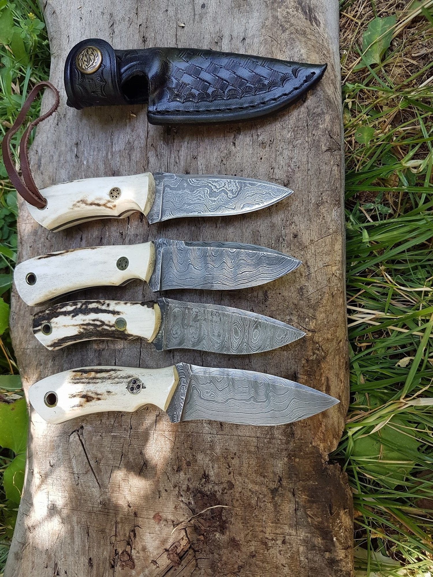 KBS Knives Store Hunting Knife Custom Handmade Small Hunting Knife with Damascus Steel
