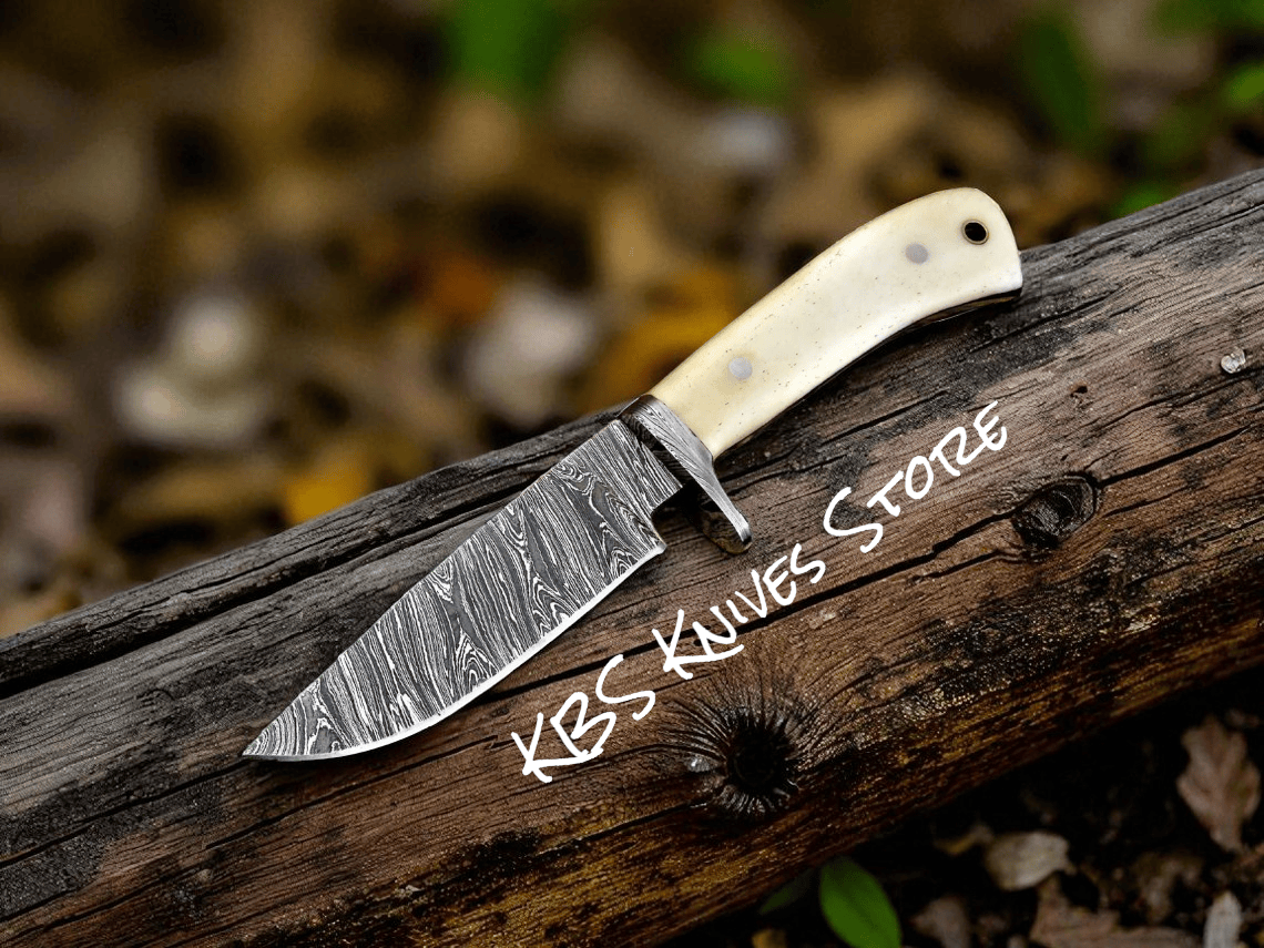 KBS Knives Store Hunting Knife Damascus Steel Hunting Knife with Bone Handle – 10 Inch