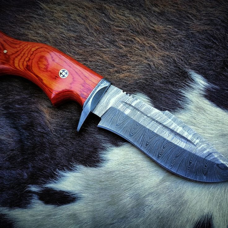 KBS Knives Store Hunting Knife Elemental Hunter Knife – Custom 10" Damascus Steel Blade with Exotic Wood Handle