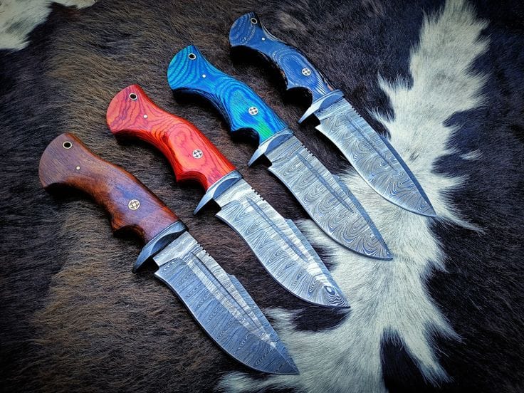 KBS Knives Store Hunting Knife Elemental Hunter Knife – Custom 10" Damascus Steel Blade with Exotic Wood Handle