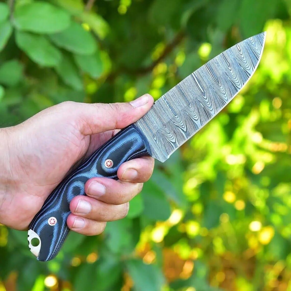 KBS Knives Store Hunting Knife "Exquisite Damascus Hunting Knife with Canvas Micarta Handle | Limited Edition | KBS Knives Store"