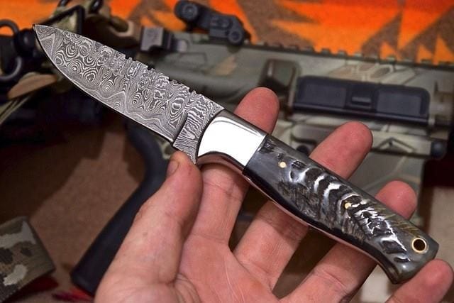 KBS Knives Store Hunting Knife Full Tang Custom Handmade Damascus Steel Hunting Knife