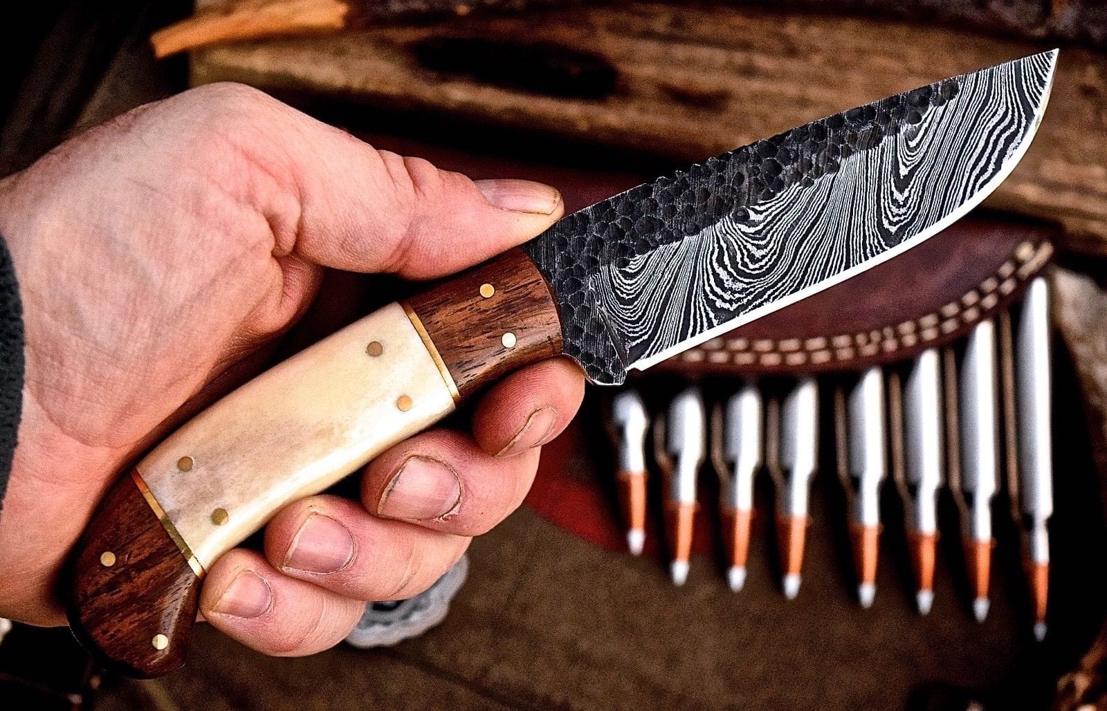 KBS Knives Store Hunting Knife Handcrafted Custom Hunting Knife with Damascus Steel Blade
