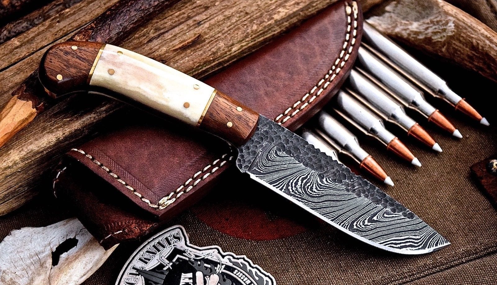KBS Knives Store Hunting Knife Handcrafted Custom Hunting Knife with Damascus Steel Blade