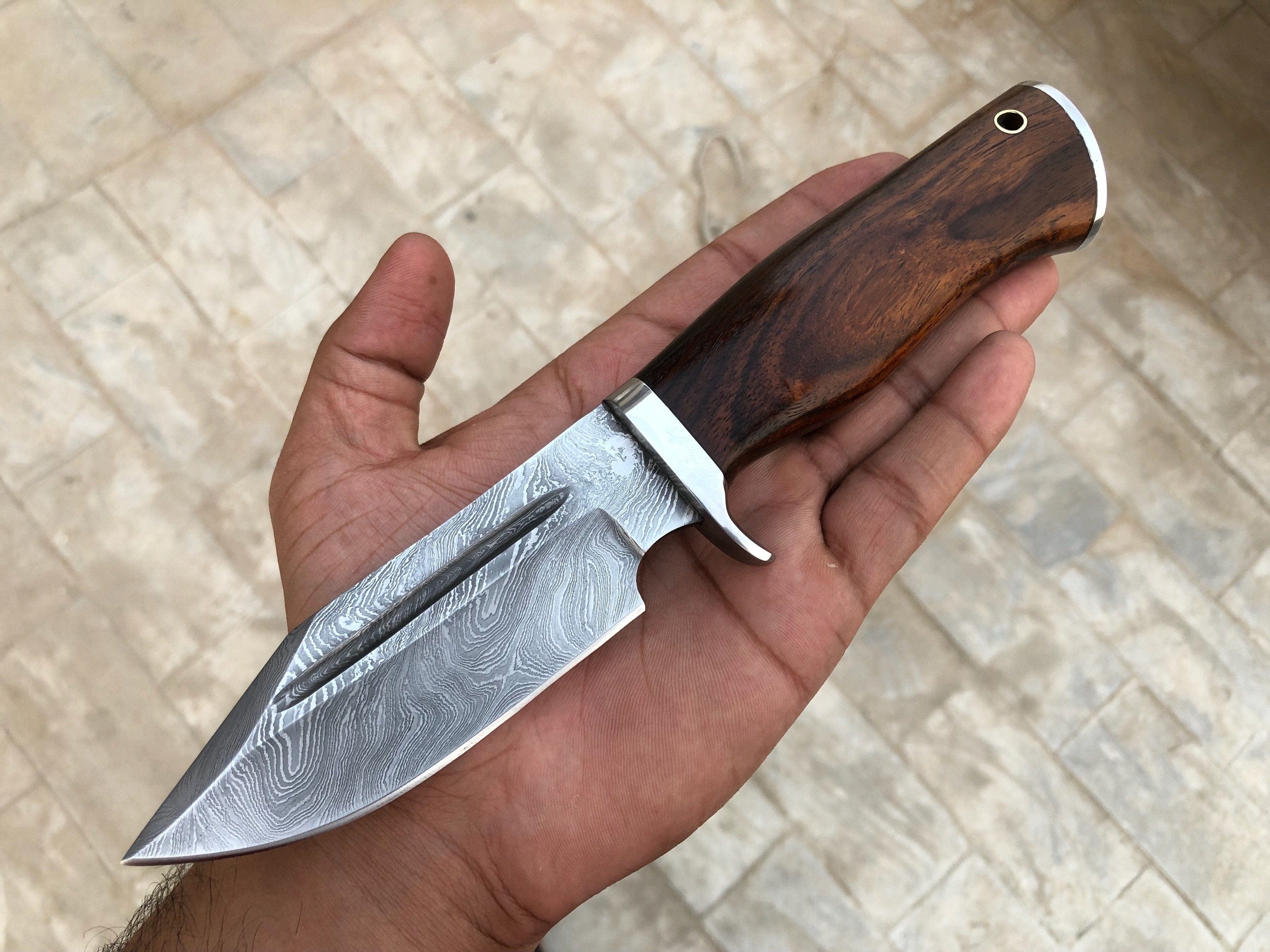 KBS Knives Store Hunting Knife Handcrafted Custom Hunting Knife with Damascus Steel Blade