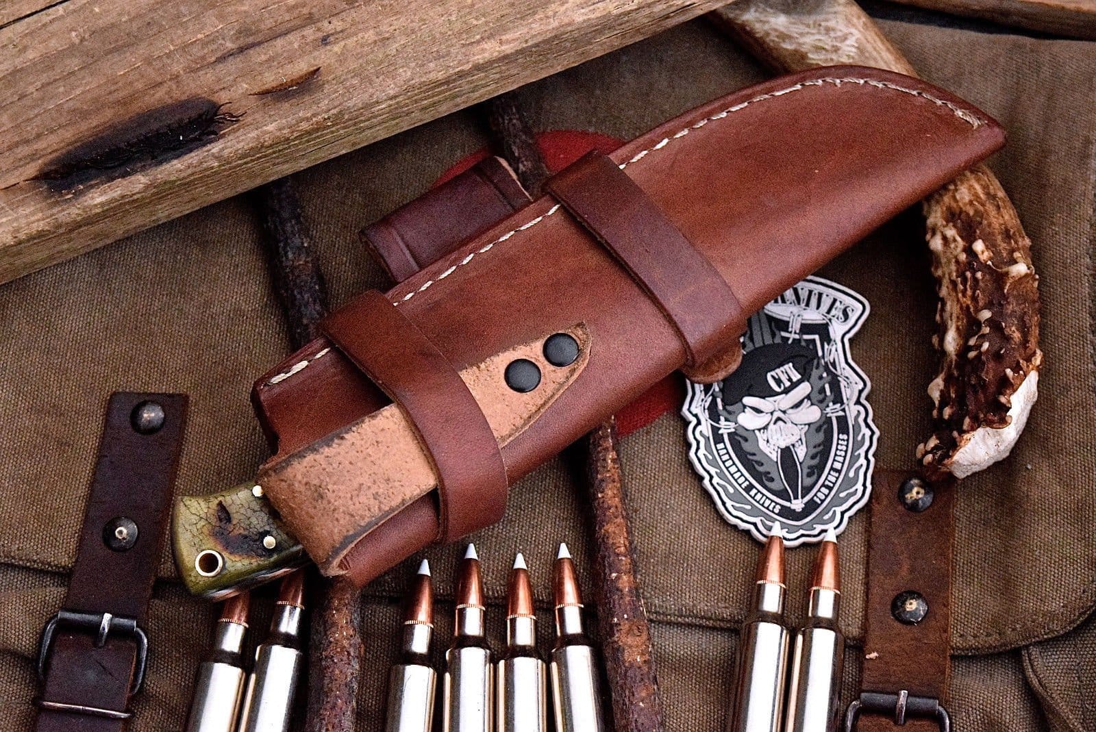 KBS Knives Store Hunting Knife Handcrafted Deer Hunting Knife with Damascus Steel & Sheep Horn Handle