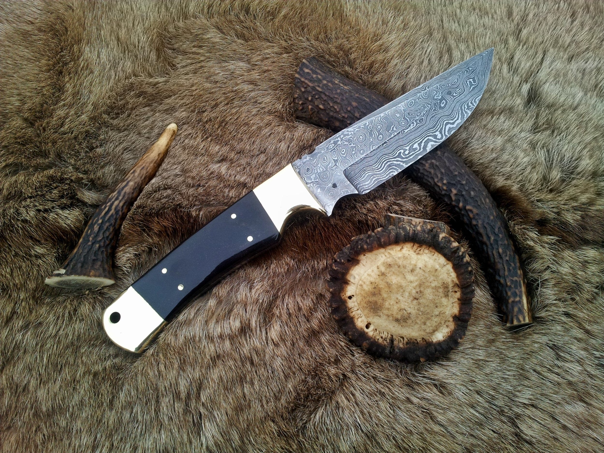 KBS Knives Store Hunting Knife KBS Knives: Custom Handmade Fixed-Blade Hunting Knife | Raindrops Damascus Steel | 10 Inches