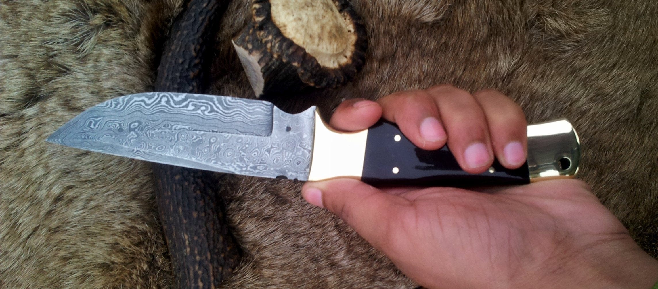 KBS Knives Store Hunting Knife KBS Knives: Custom Handmade Fixed-Blade Hunting Knife | Raindrops Damascus Steel | 10 Inches